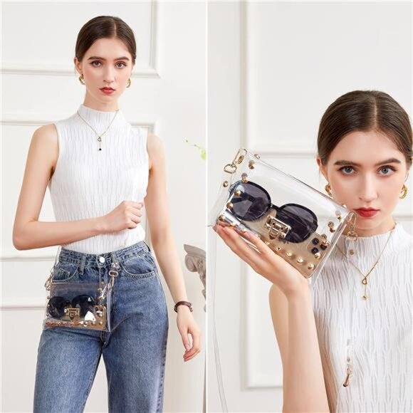 Transparent Clutch Clear Purse Crossbody Shoulder Bags Stadium Approved Bags - Picture 5 of 7
